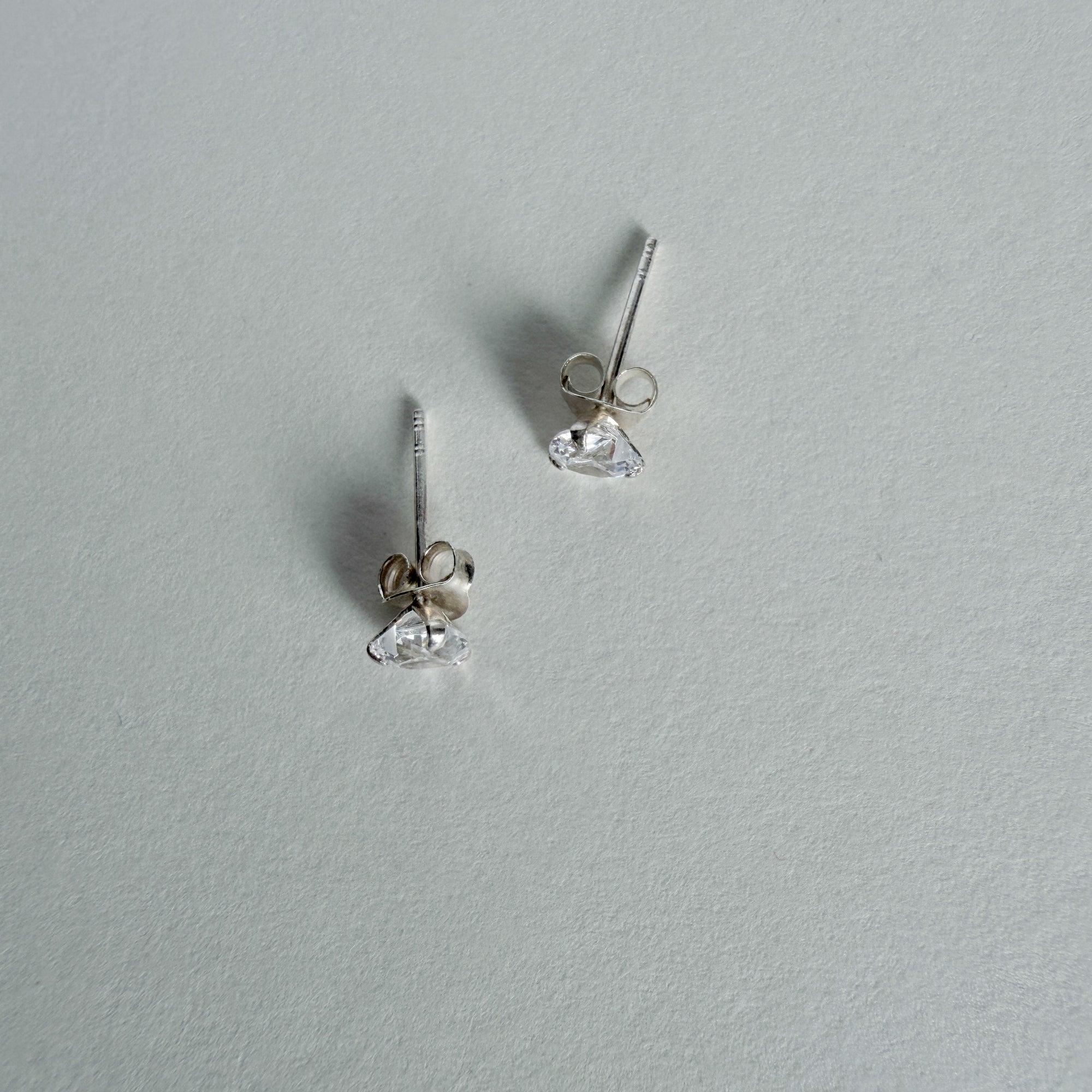 Petite Heart CZ Studs in Sterling Silver