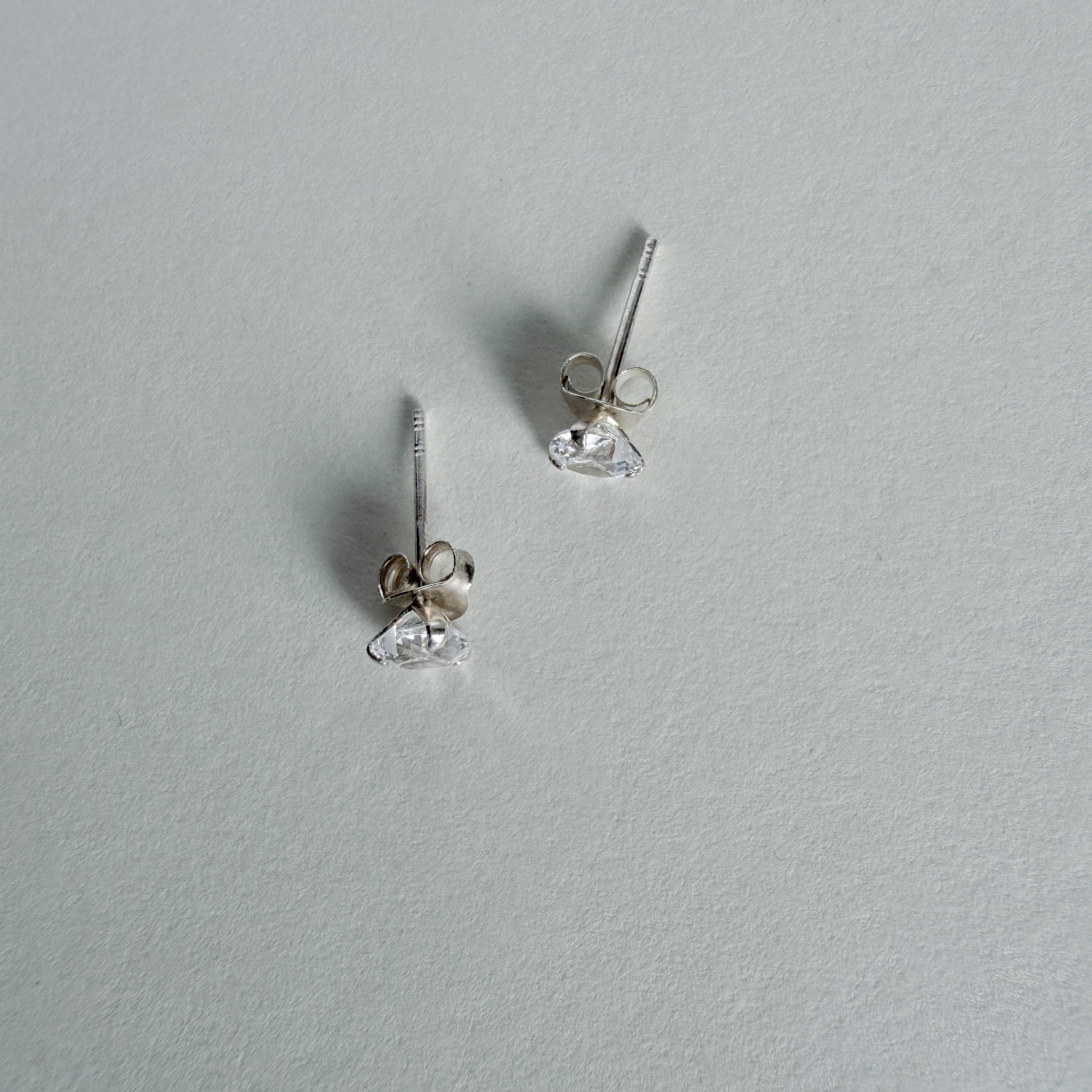 Petite Heart CZ Studs in Sterling Silver