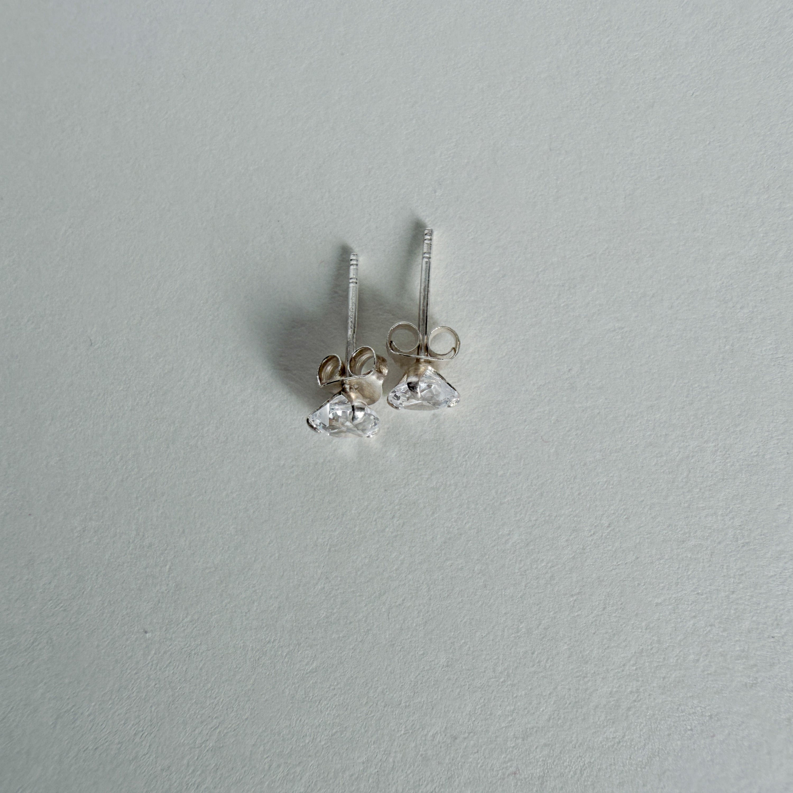 Petite Heart CZ Studs in Sterling Silver