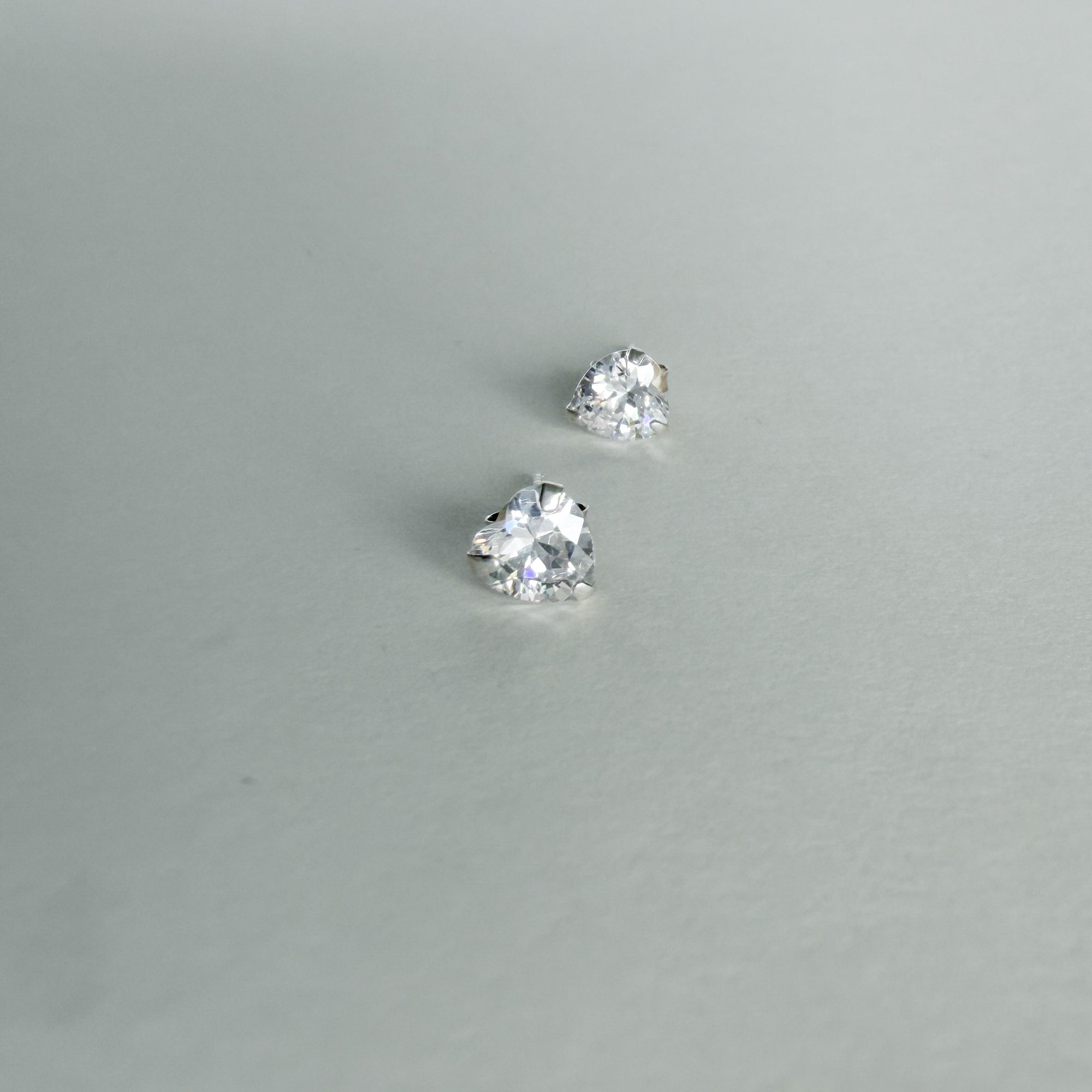 Heart CZ Studs in Sterling Silver