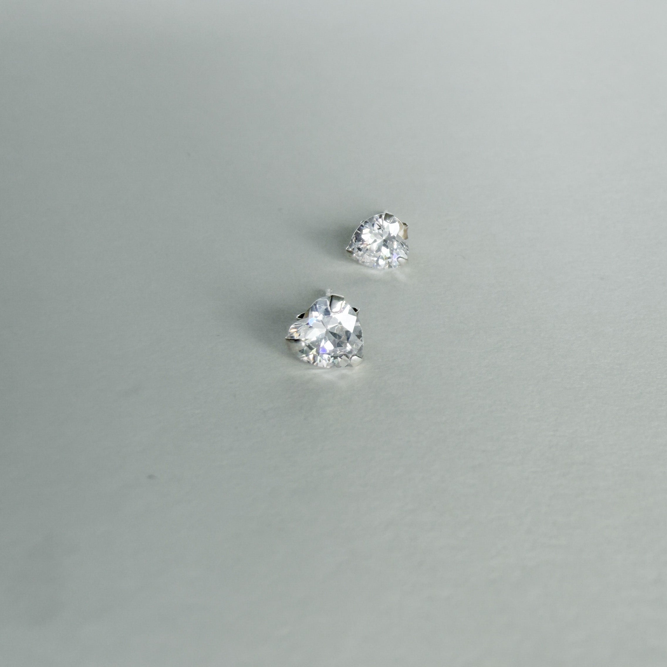 Heart CZ Studs in Sterling Silver