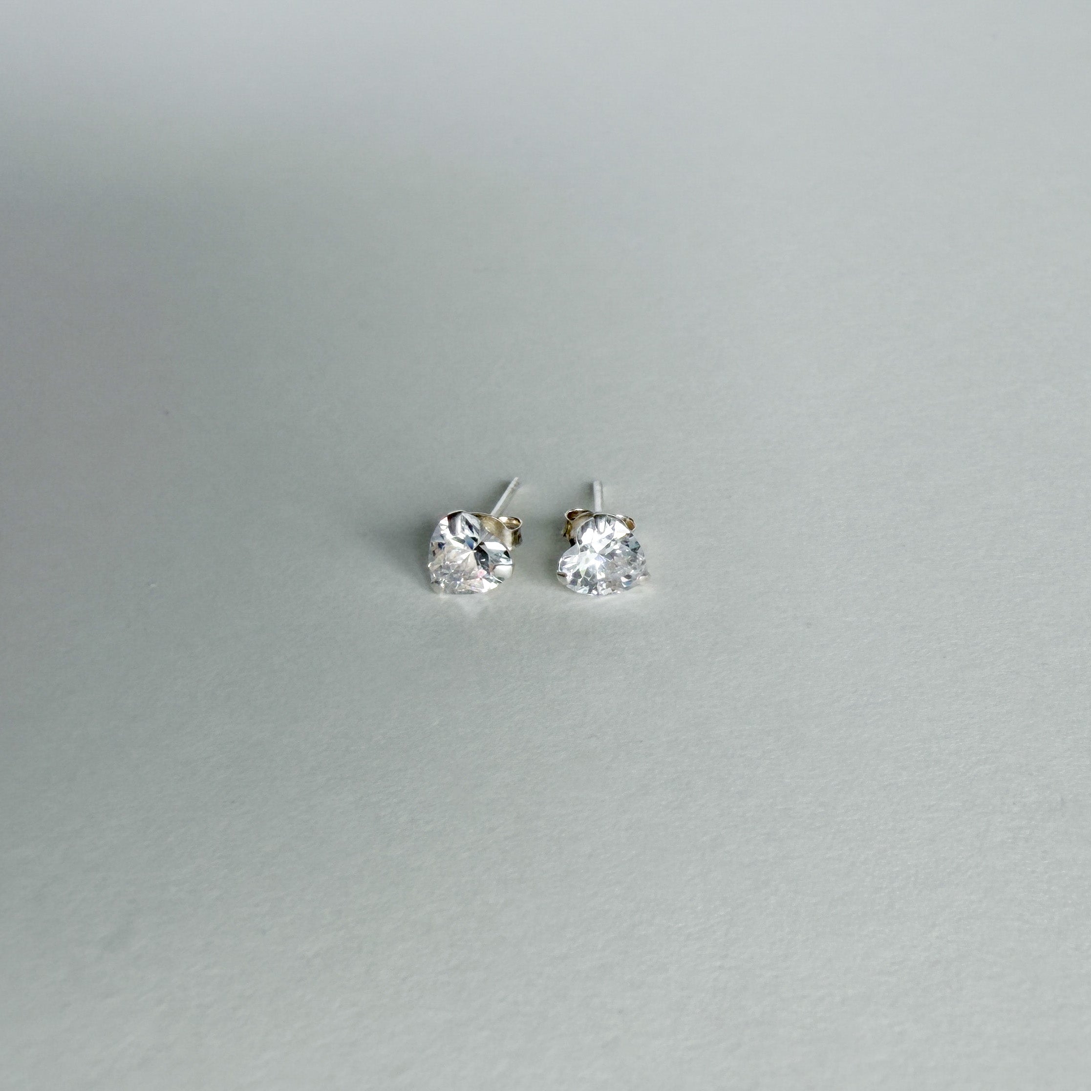 Heart CZ Studs in Sterling Silver