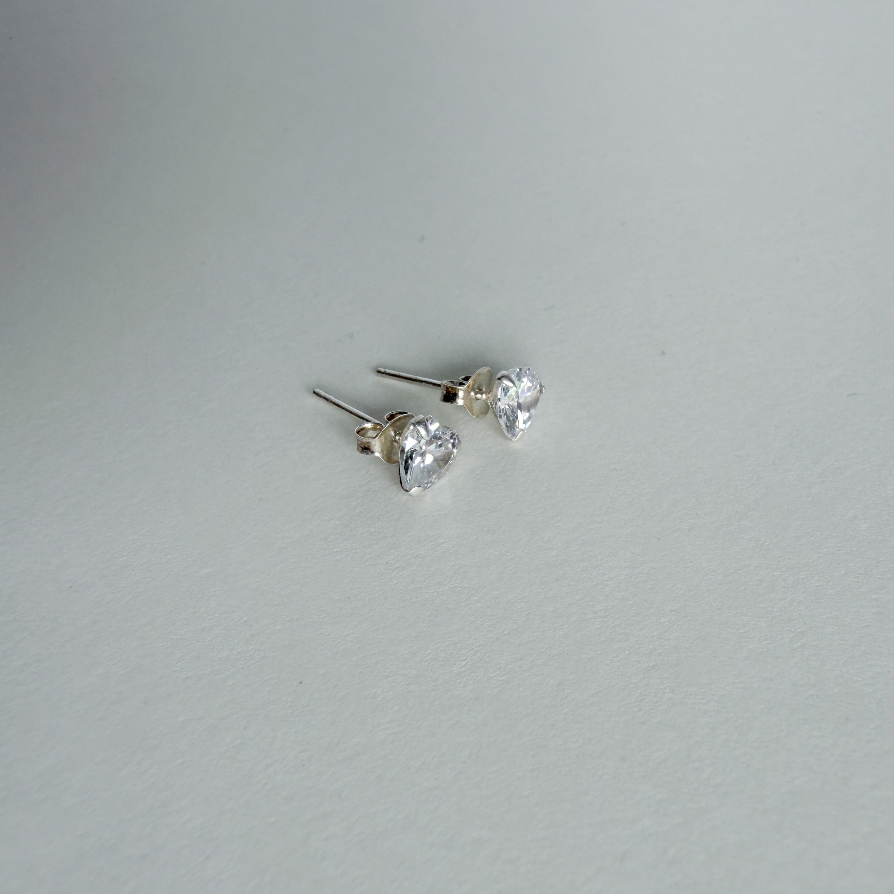 Heart CZ Studs in Sterling Silver