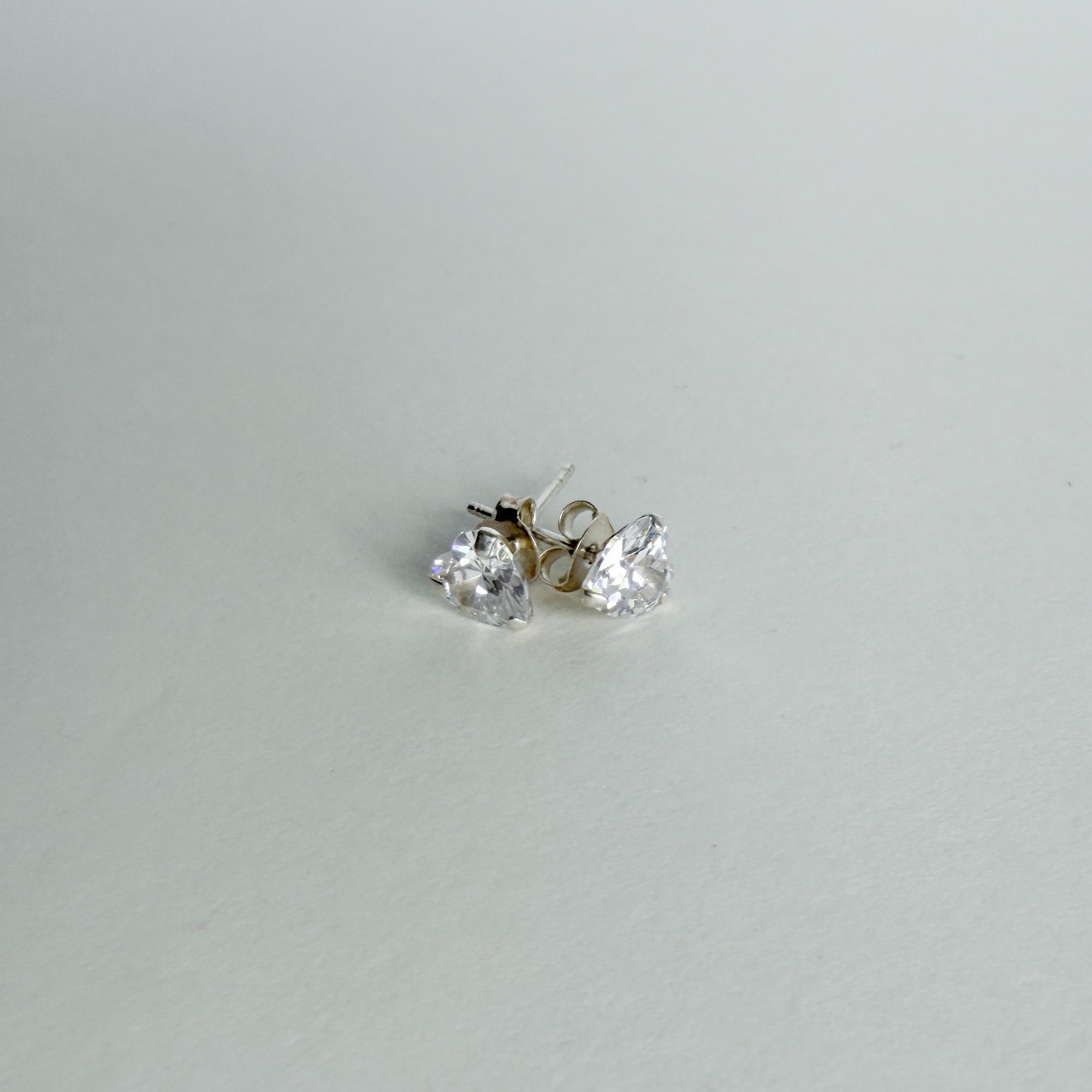 Heart CZ Studs in Sterling Silver