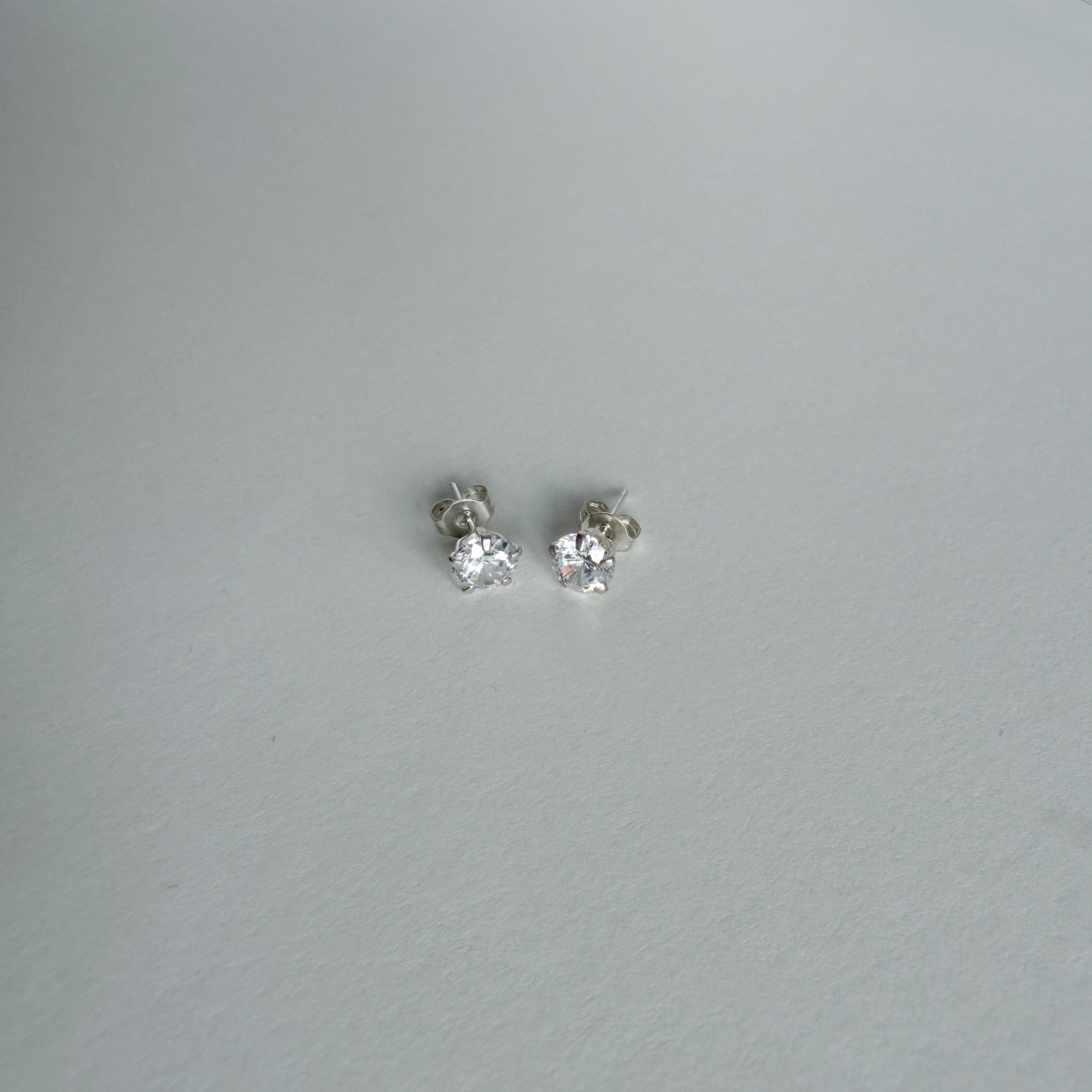 Round CZ Studs in Sterling Silver