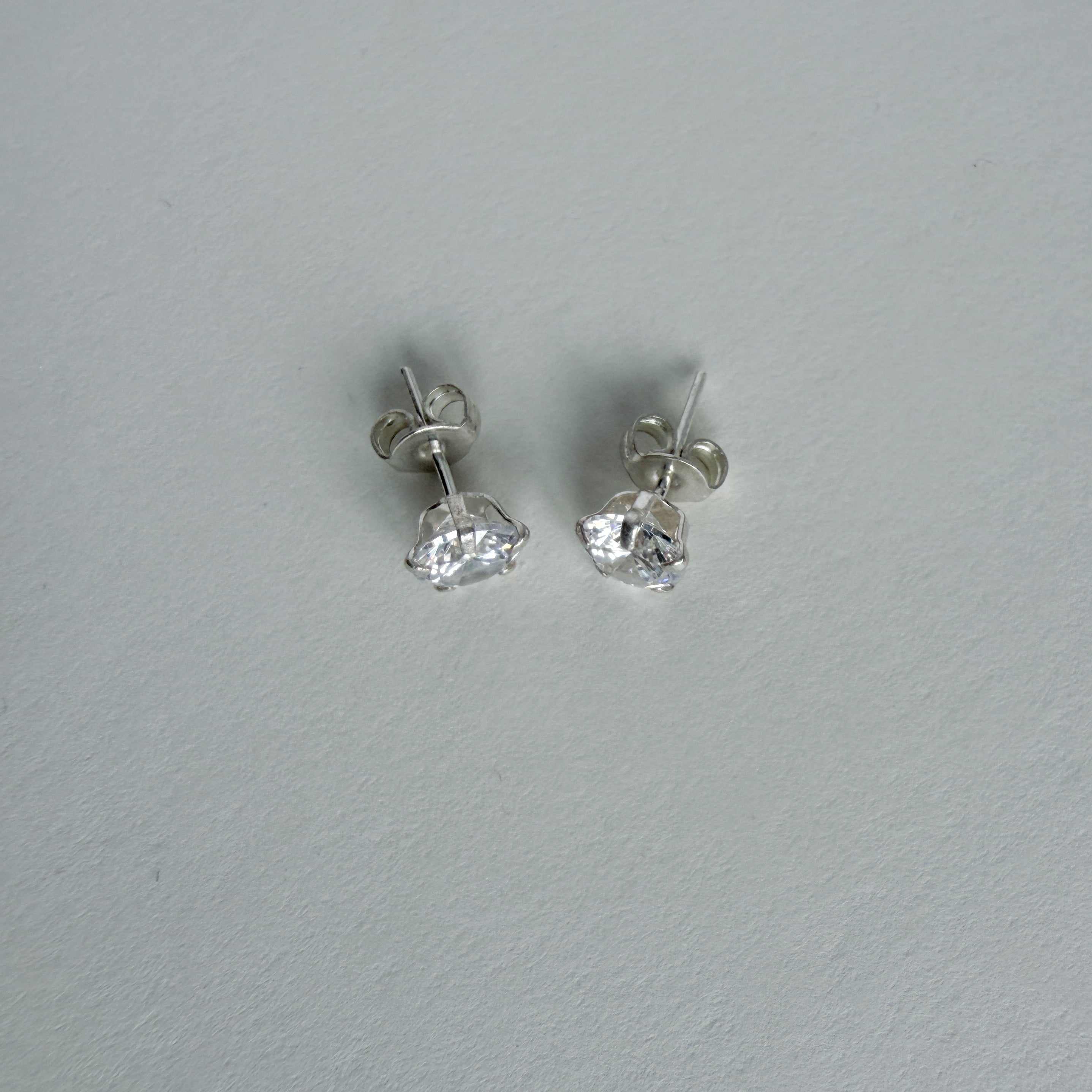 Round CZ Studs in Sterling Silver