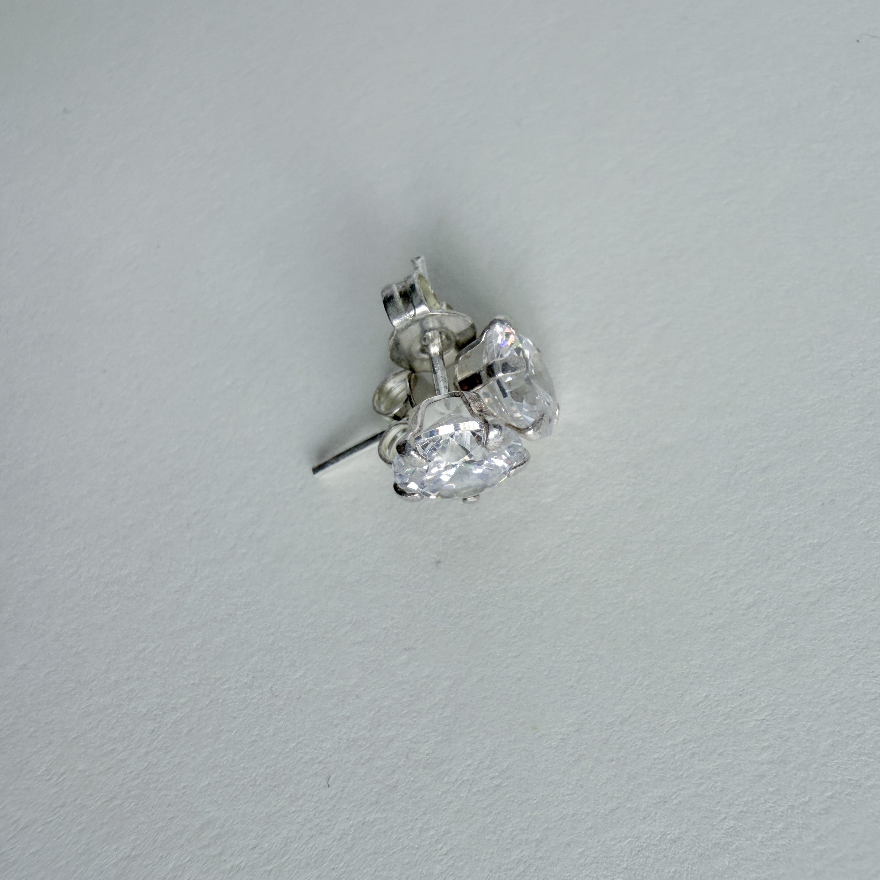 Round CZ Studs in Sterling Silver