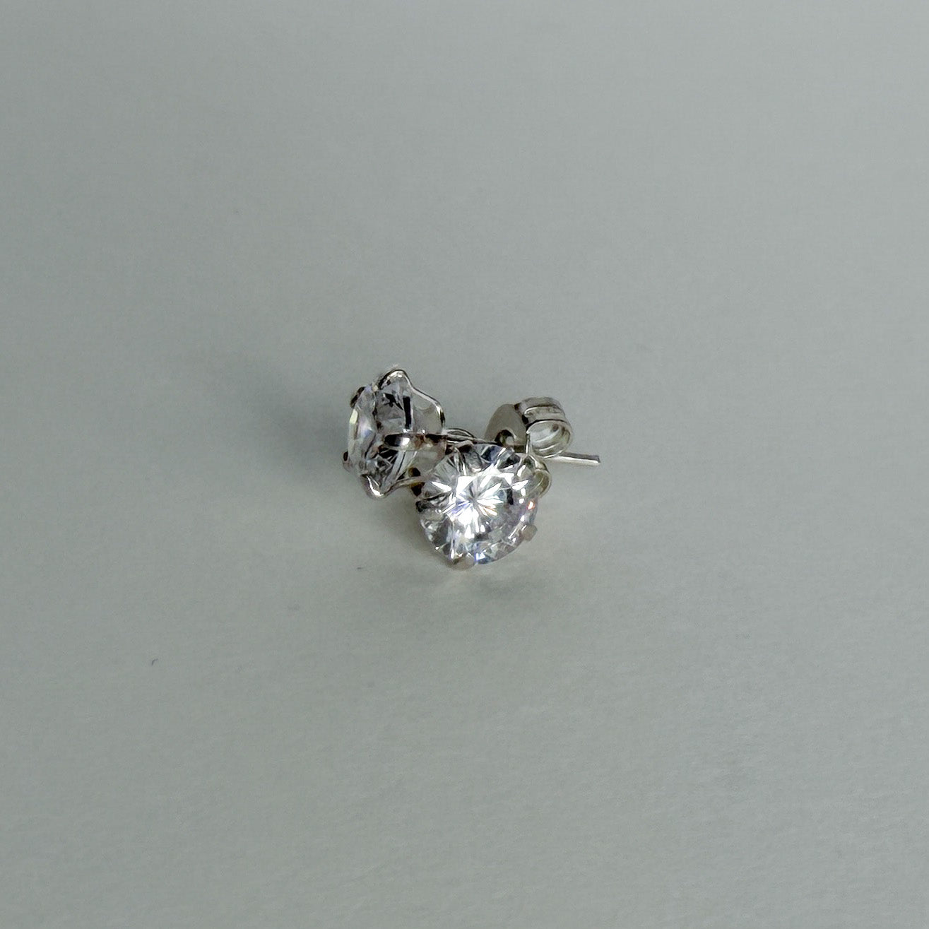 Round CZ Studs in Sterling Silver