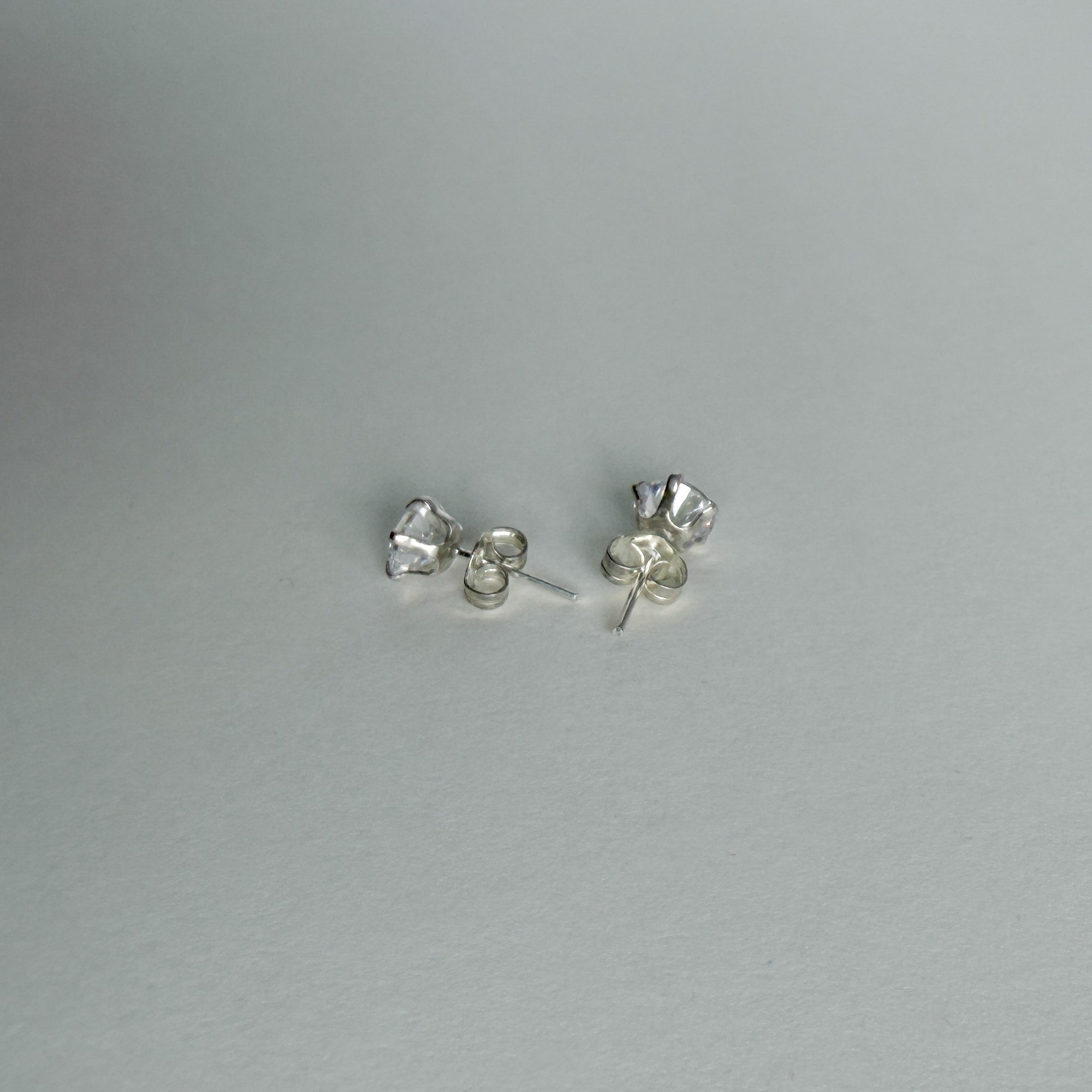 Round CZ Studs in Sterling Silver