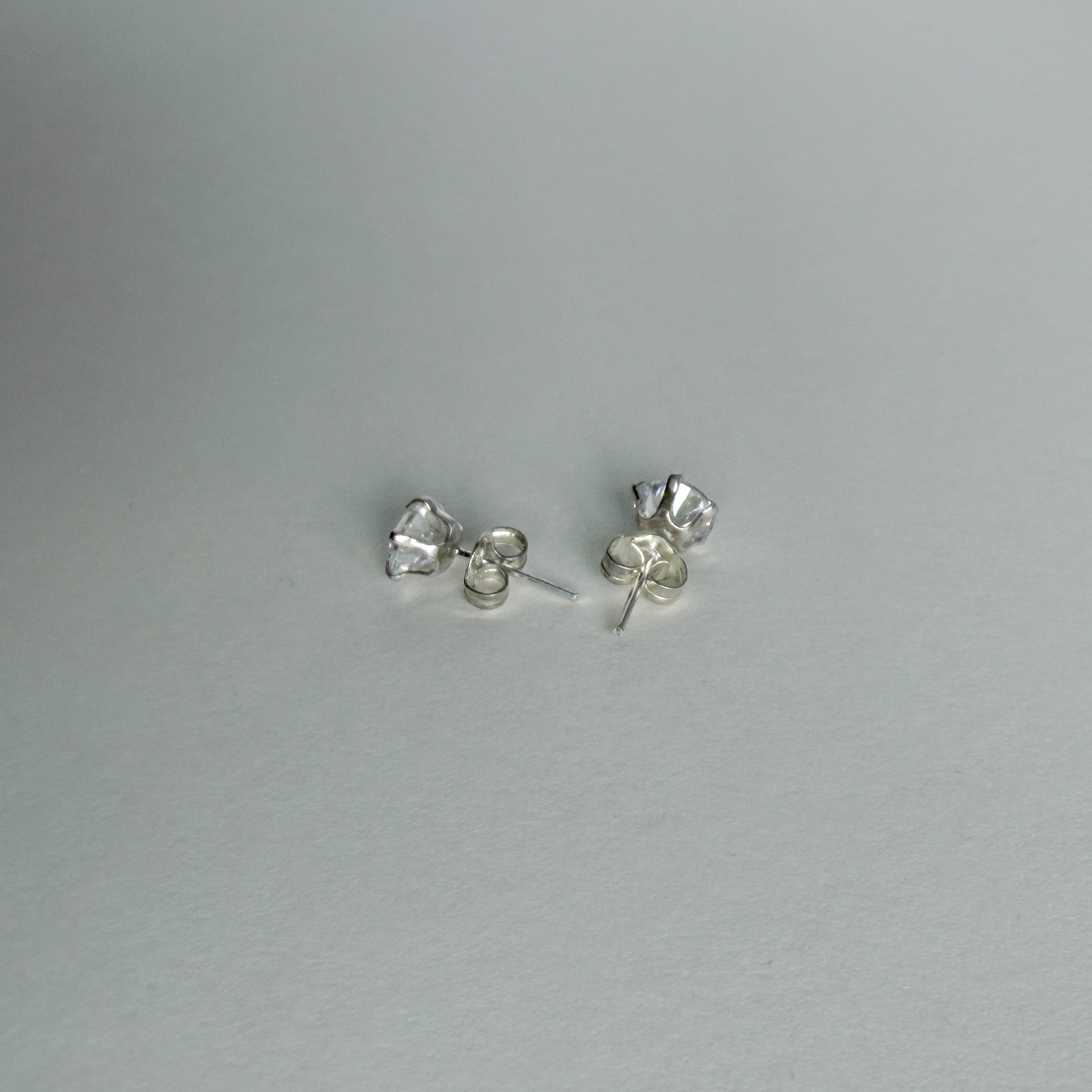 Round CZ Studs in Sterling Silver