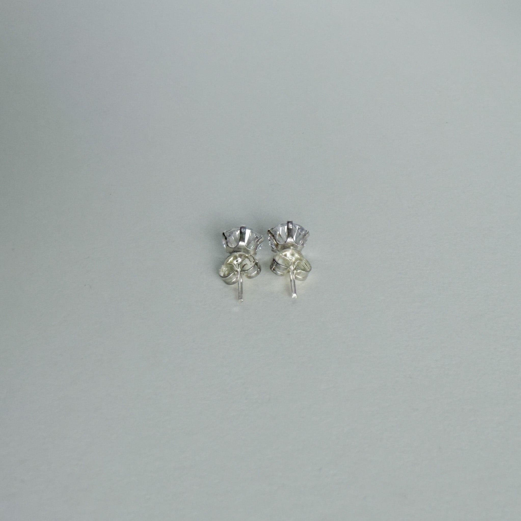 Round CZ Studs in Sterling Silver