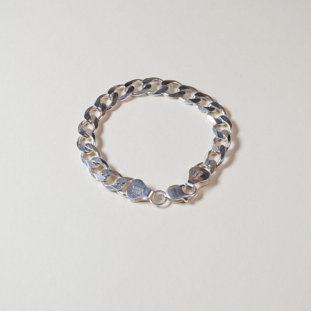 Authentic Mexican Sterling Silver Curb Link Bracelet - 10mm - 8.25 inch - 925 MEX Stamped