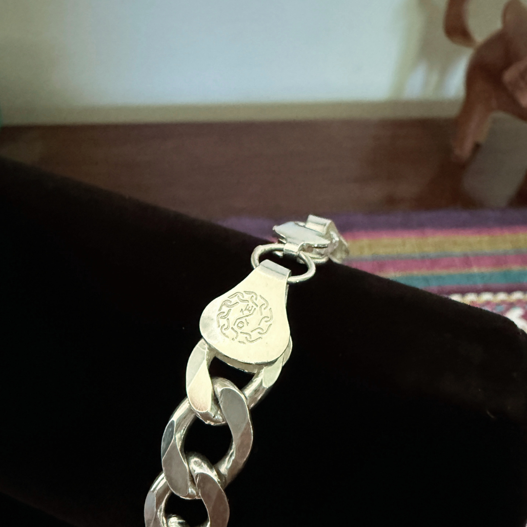 Authentic Mexican Sterling Silver Esclava Curb Link Bracelet - 10mm - 8.25 inch - 925 MEX Stamped