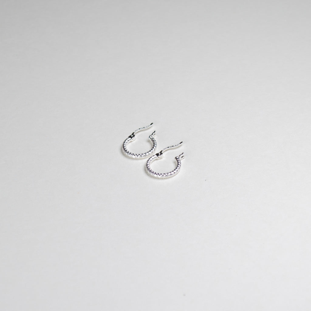 Authentic Mexican Sterling Silver Hoop Earrings — Rope-Textured, 9mm, 2mm Band — 925 MEX Stamped
