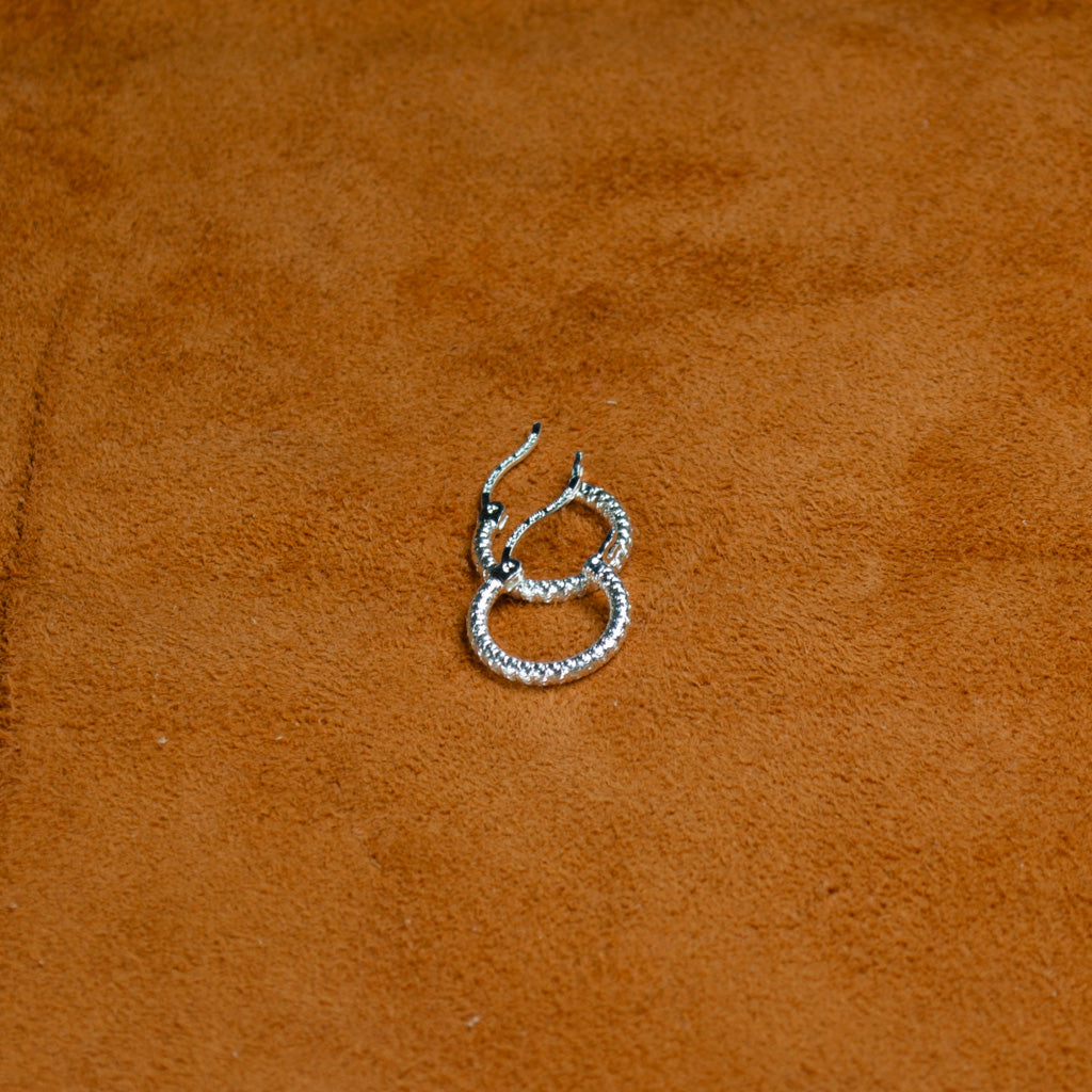 Authentic Mexican Sterling Silver Hoop Earrings — Rope-Textured, 9mm, 2mm Band — 925 MEX Stamped