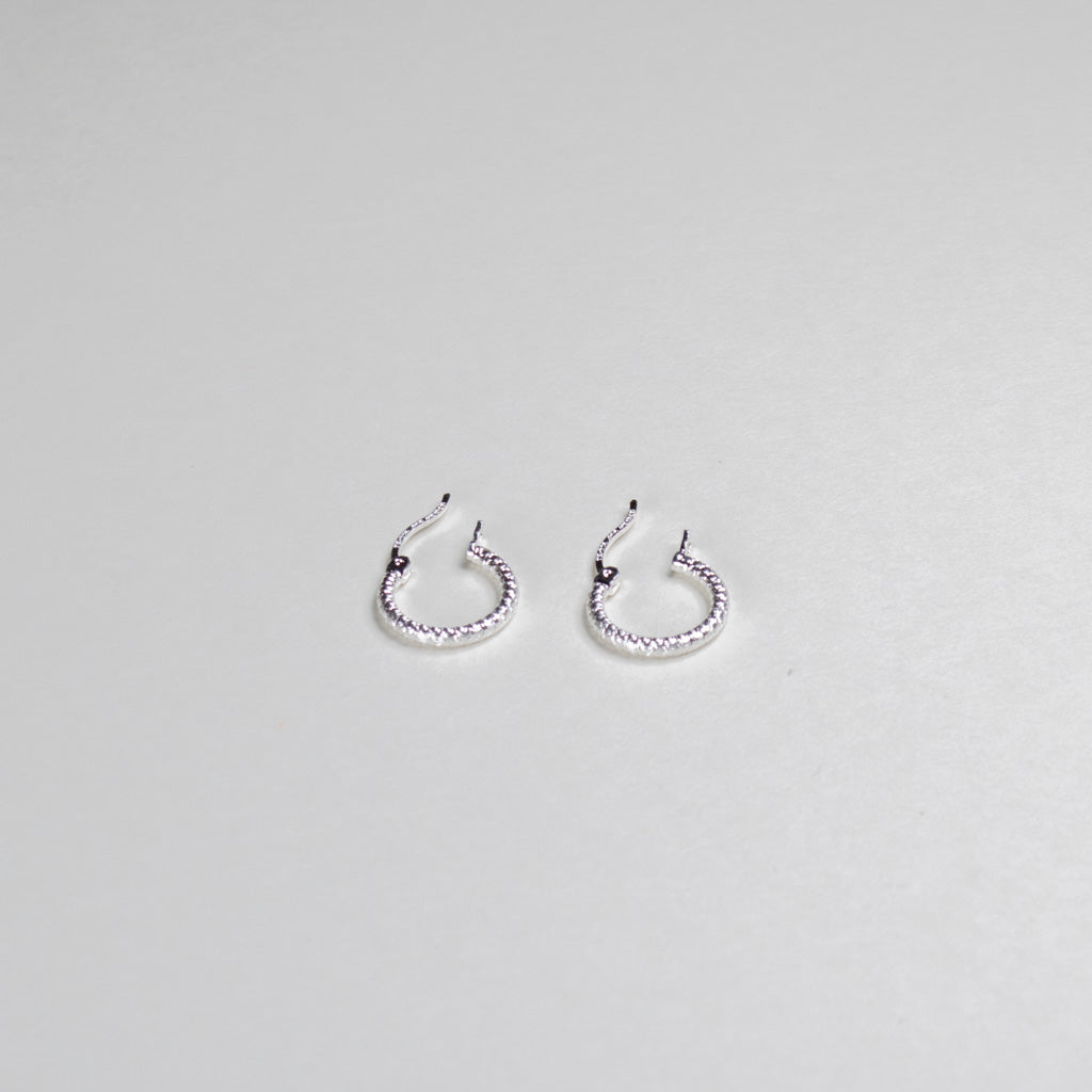 Authentic Mexican Sterling Silver Hoop Earrings — Rope-Textured, 9mm, 2mm Band — 925 MEX Stamped