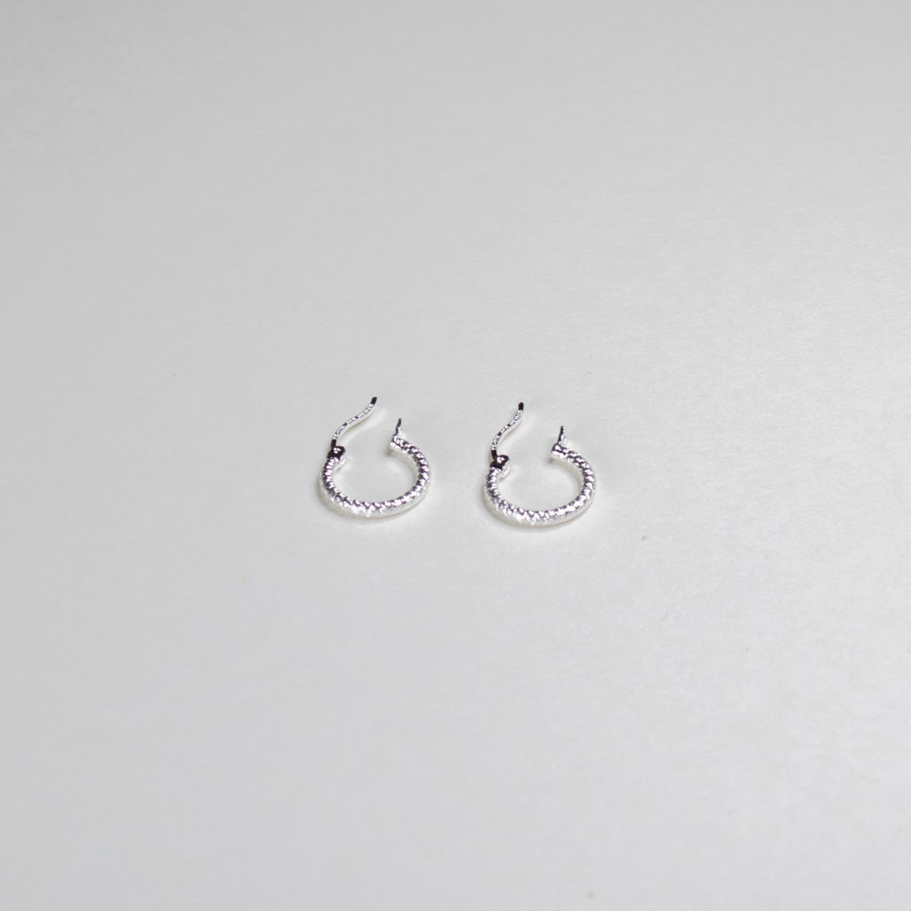 Authentic Mexican Sterling Silver Hoop Earrings — Rope-Textured, 9mm, 2mm Band — 925 MEX Stamped