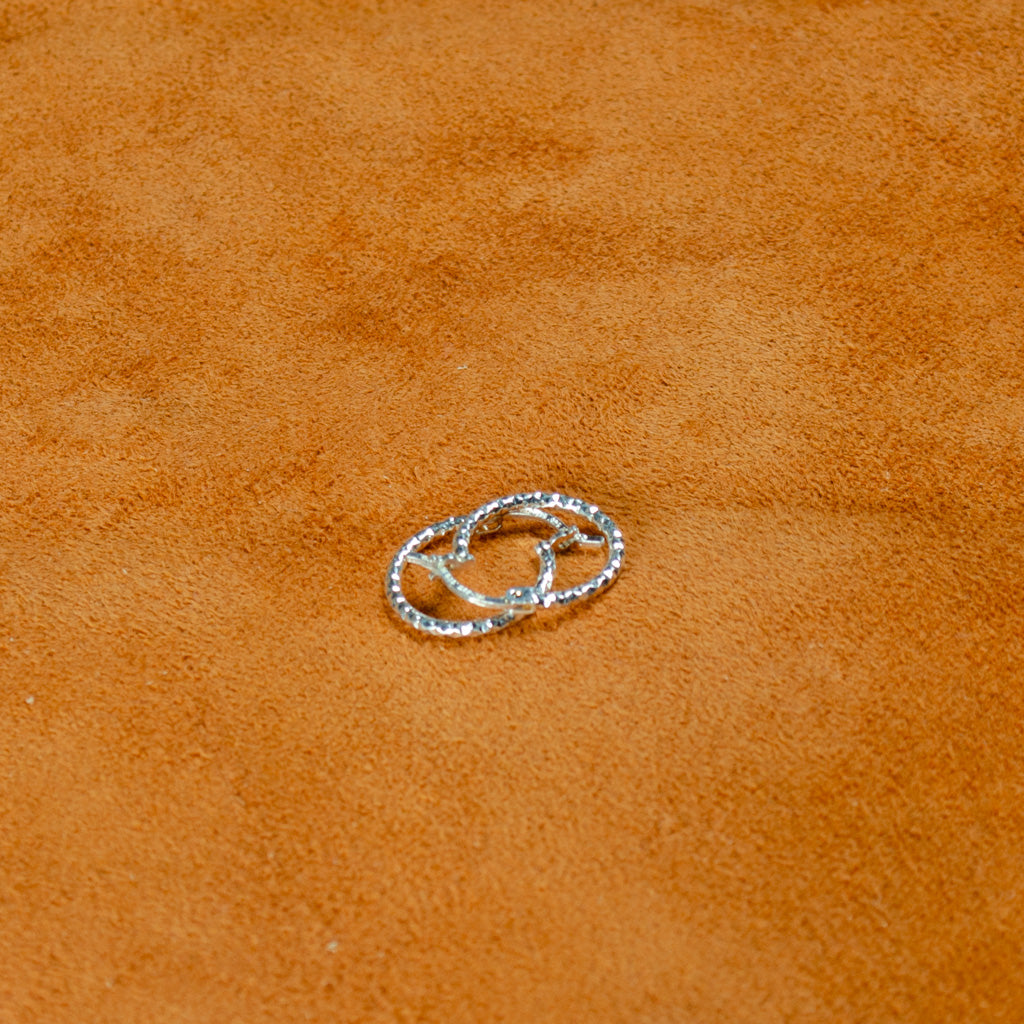 Authentic Mexican Sterling Silver Hoop Earrings — Mini Diamond-Cut, 10mm, 1mm Band — 925 MEX Stamped