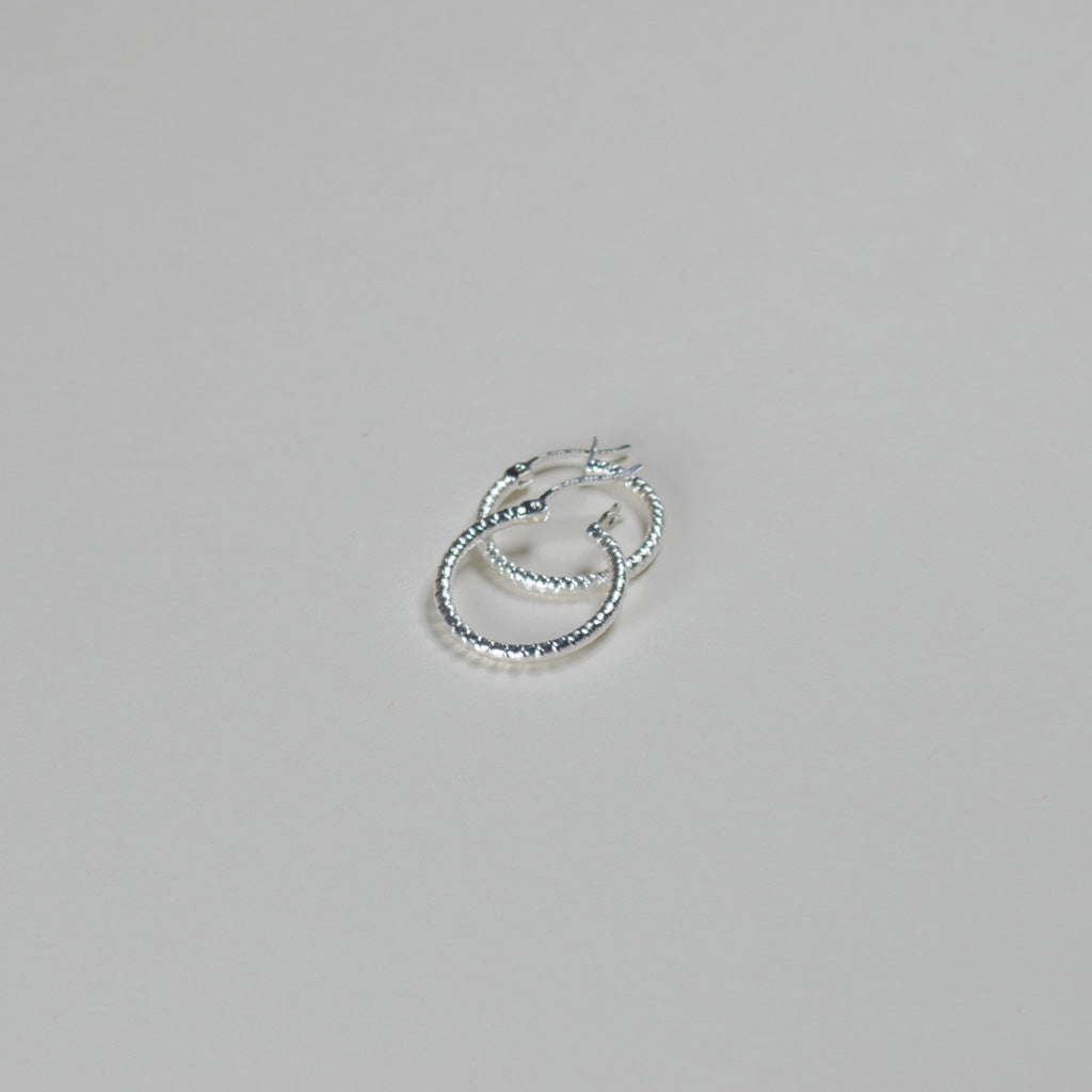 Authentic Mexican Sterling Silver Hoop Earrings — Petite Diamond-Cut, 19mm, 2mm Band — 925 MEX Stamped
