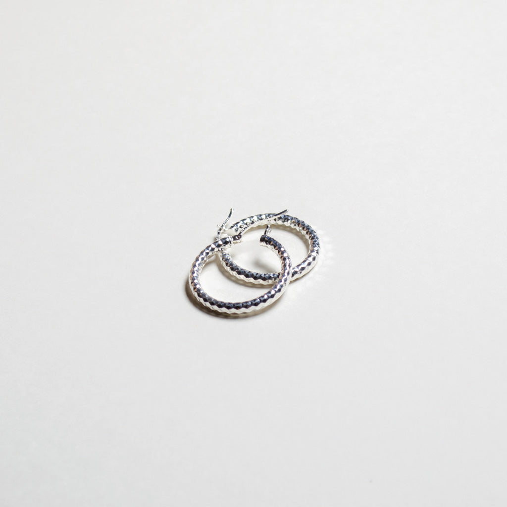 Authentic Mexican Sterling Silver Hoop Earrings — Bold Diamond-Cut, 26mm, 3mm Band — 925 MEX Stamped