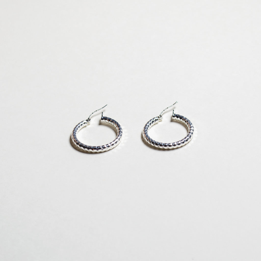 Authentic Mexican Sterling Silver Hoop Earrings — Bold Diamond-Cut, 26mm, 3mm Band — 925 MEX Stamped