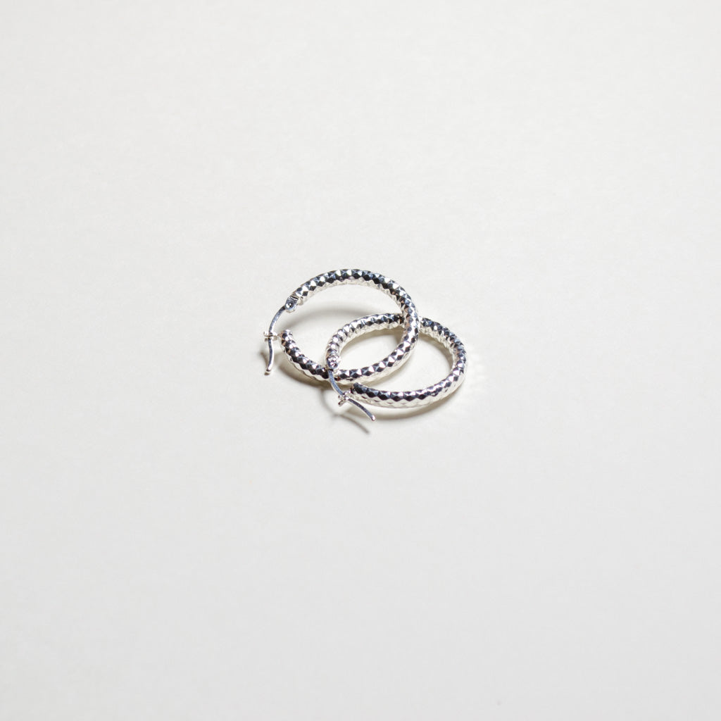 Authentic Mexican Sterling Silver Hoop Earrings — Bold Diamond-Cut, 26mm, 3mm Band — 925 MEX Stamped