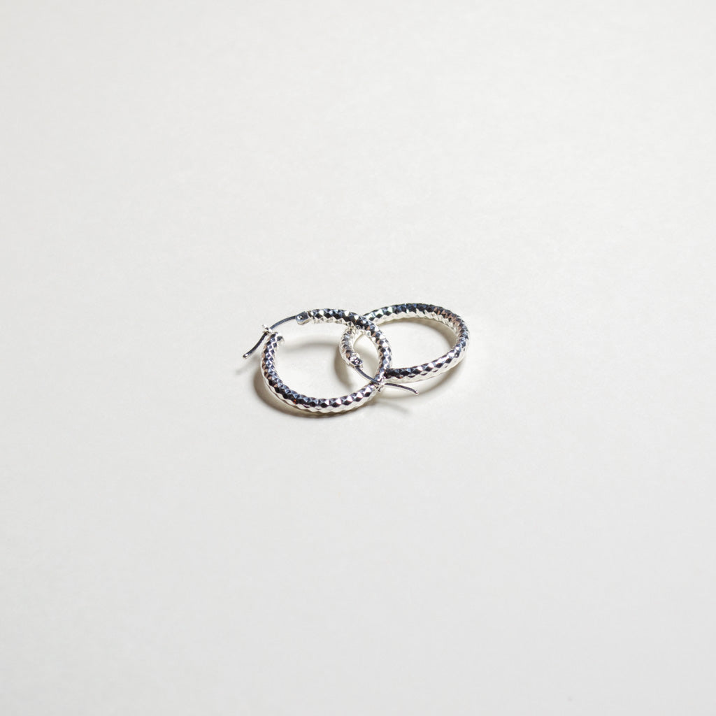 Authentic Mexican Sterling Silver Hoop Earrings — Bold Diamond-Cut, 26mm, 3mm Band — 925 MEX Stamped