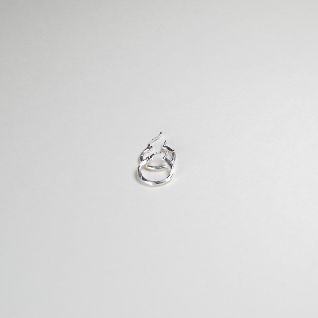 Authentic Mexican Sterling Silver Hoop Earrings — Satin Diamond-Cut, 11mm, 2mm Band — 925 MEX Stamped