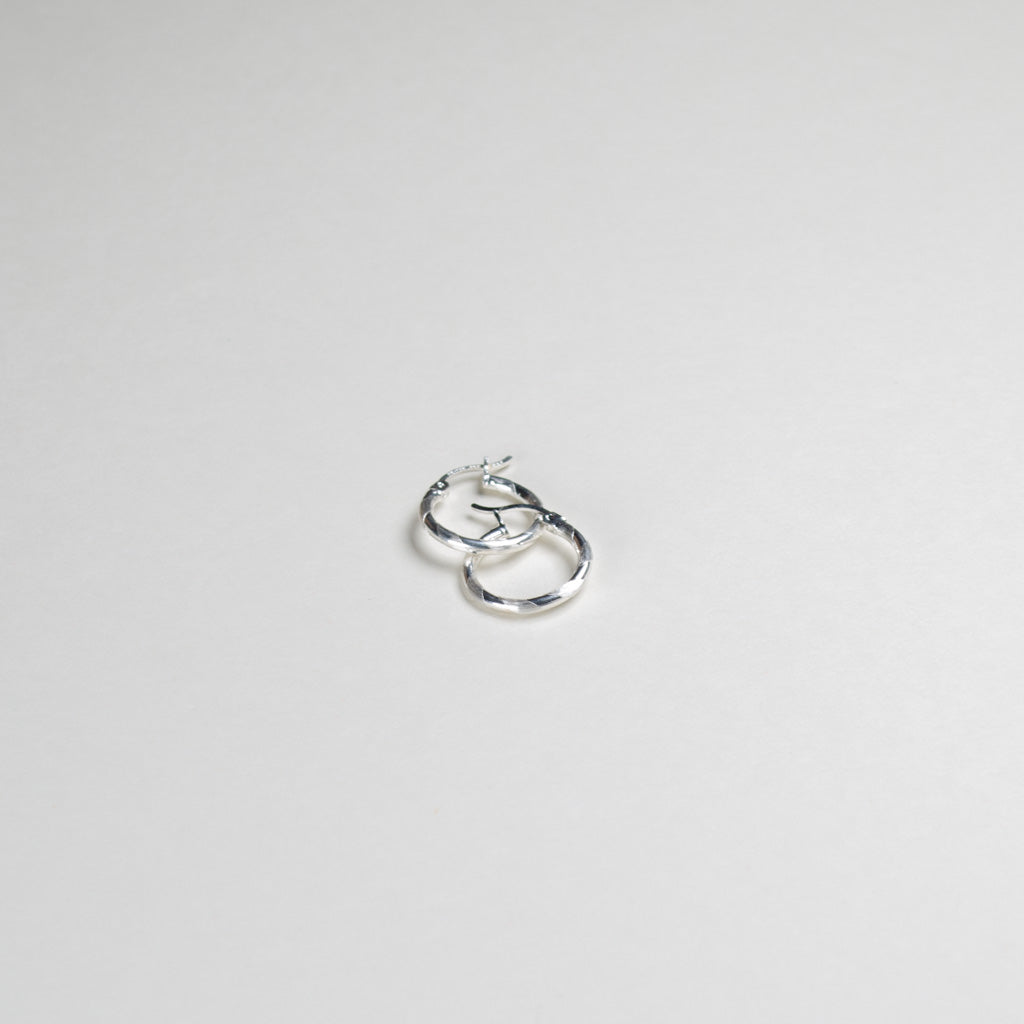 Authentic Mexican Sterling Silver Hoop Earrings — Satin Diamond-Cut, 11mm, 2mm Band — 925 MEX Stamped